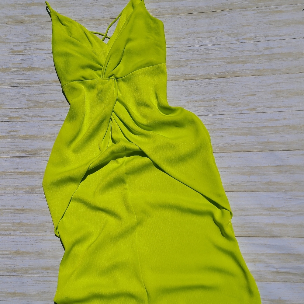 CUSHNIE X Target SZ 0 Midi Bright Lime Green Dress